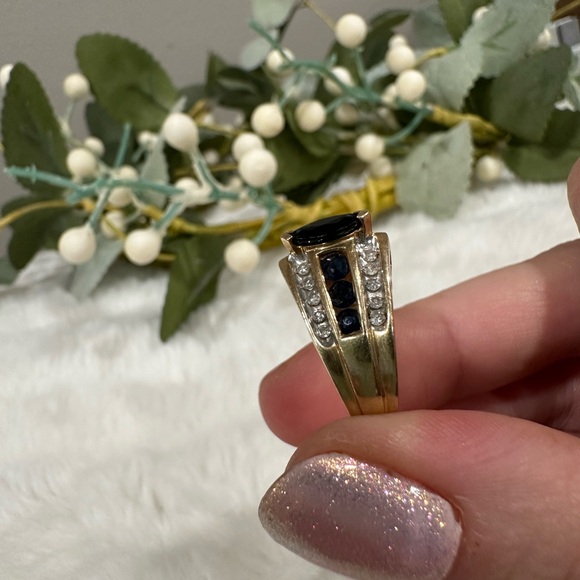 14K White Gold Sapphire & Diamond Ring - Picture 6 of 13